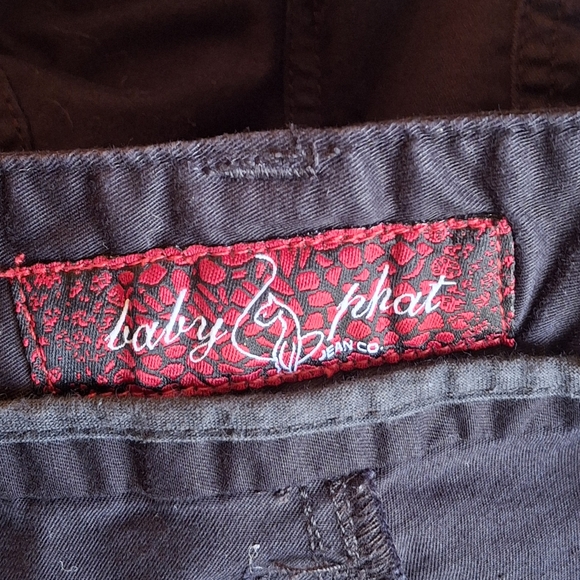 Baby Phat Y2K Pants Ankle Drawstring Hem Black Cotton Women Size 5 Junior - Picture 9 of 15